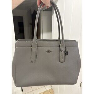 Coach Bailey Gray Carry All Crossgrain Leather Large Tote Bag Travel Never Worn